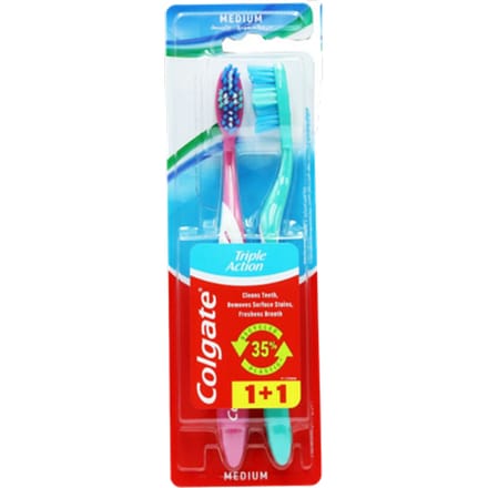 Gezicht accesoires Colgate Pak van 2 Tandenborstels met Drievoudige Werking - Medium