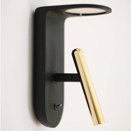 Stilnovo Zwart-gouden LED wandlamp 2Nights_W2