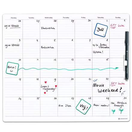 GreenStory - Maand Planner - Zelfklevend - Wit - M - met Sticky Pen