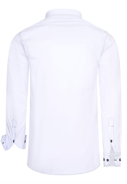 Slim fit overhemd met lange mouwen en contrasterende stiksels