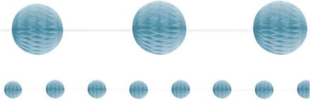 UNIQUE - Slinger met lichtblauwe honingraatballen van papier 2,13 m