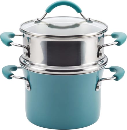 3-Quart Hard Porselein Emaille Anti-aanbak Multi-Pot & Stoomboot Set - Agave Blue