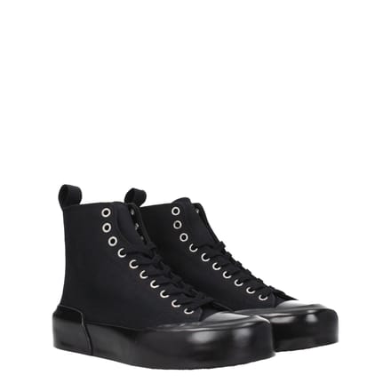 Jil Sander Zwarte Stof Hoge Sneakers