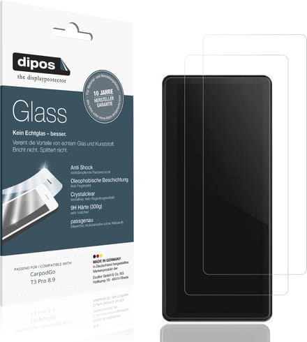 dipos – 2x Pantserfolie geschikt voor CarpodGo T3 Pro 8.9 | 9H Screenprotector