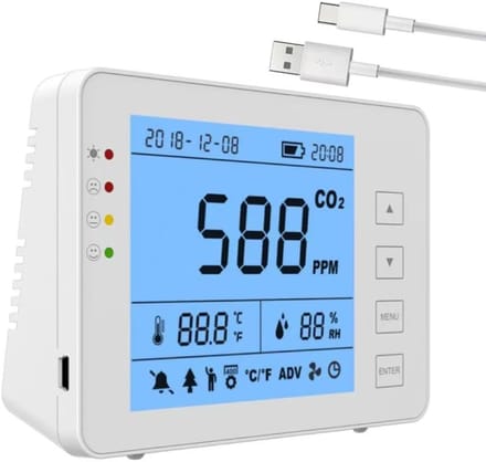 3-in-1 CO2 Meter met Datalogger - NDIR Sensor voor Koolstofdioxide, Temperatuur en Luchtvochtigheid