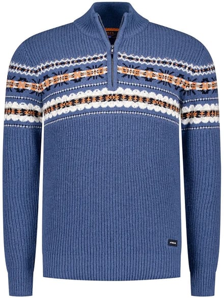 NZA - Blauwe katoenen half zip trui