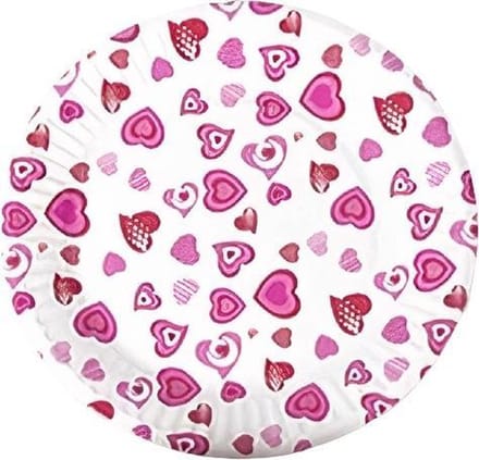 Feestborden Love 23 Cm Papier Wit/roze 10 Stuks
