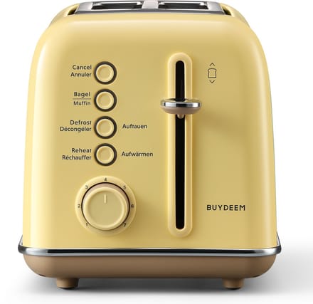 BUYDEEM DT620E - Broodrooster - 2 Plakken - Retro Stijl - Mellow Yellow