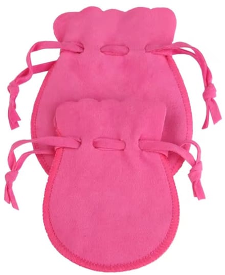 5 LUXE velours / fluwelen zakjes donker roze rond S