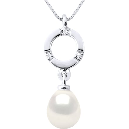 Diamond Pendant 0.010 Cts Gekweekte Pearl Zoetwater 7-8mm White Pear White Gold