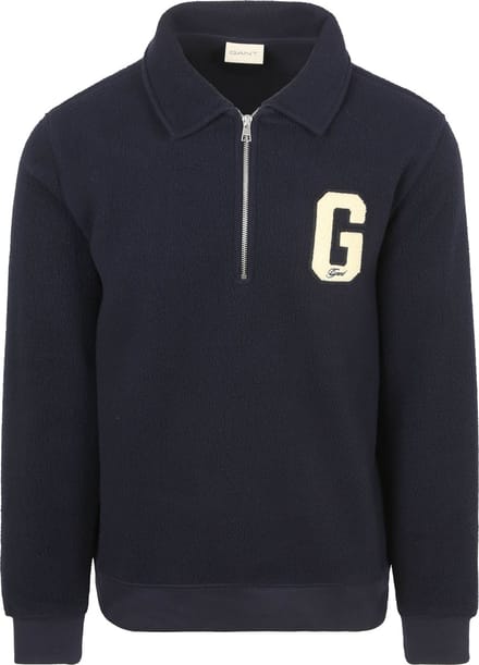 Gant Halfzip Trui Fleece Navy - Maat 3XL - Heren - Quarter zip