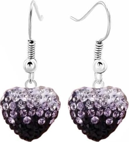 Fako Bijoux® - Oorbellen - Disco Dots - Hanger - Hart Duo - Zwart