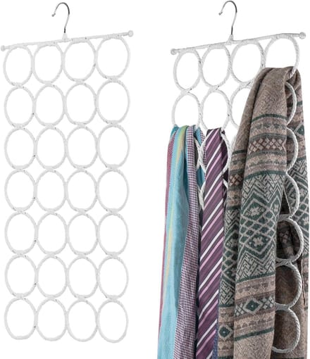 Sjaalorganizer Kast - Accessoirehanger - Kleding Opbergen - 28 Grote Lussen - 2 Stuks - Wit