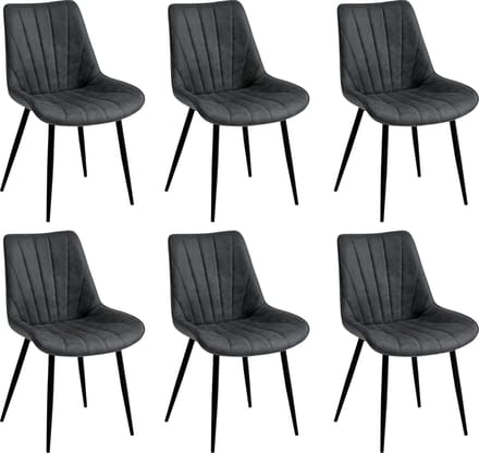 Colenis® - Lesedi Eetkamerstoel - Set Van 6 - Antraciet - Microfiber Stof - Industrieel