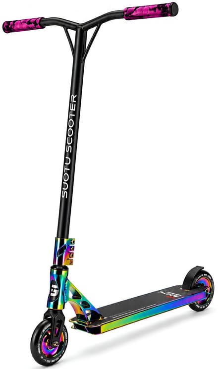 Suotu Stuntstep Professioneel - Step - 110mm - Speelgoed Jongens/Meisjes - Kinderstep - ABEC-9 - 100KG - Aluminium - Zwart/NEO