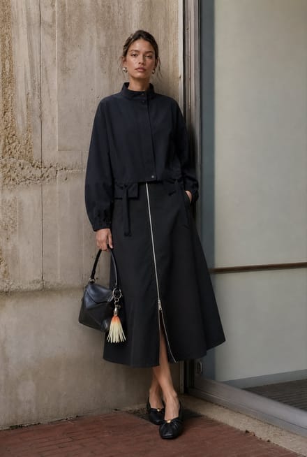 Bardolino taffeta zipper skirt | Nero - Nero / M
