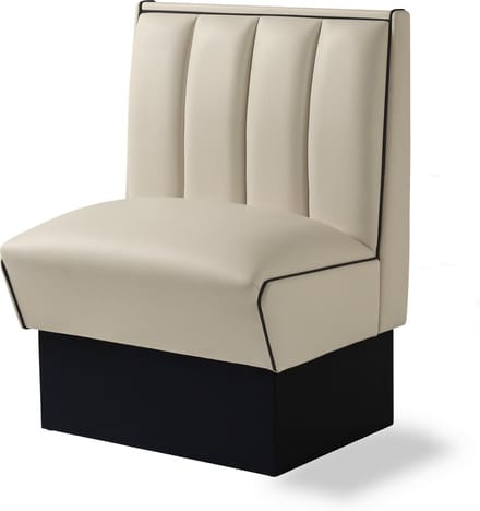 Bel Air Dinerbank HW-70 Single Booth Off-White/Zwart