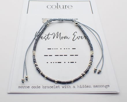 Colure® morse code armband glanzendgrijs Best Mom Ever