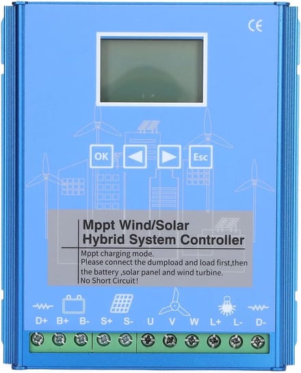 Hybride Laadregelaar - Wind Solar Controller - Accu Opladen - LCD Scherm - 36x25x11 cm - Blauw