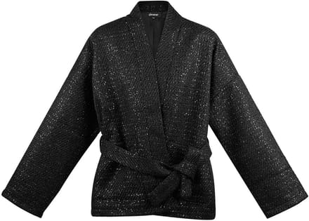 Minimalistische Vrouwen Kimono Jas met Wrap-Stijl - Zwart