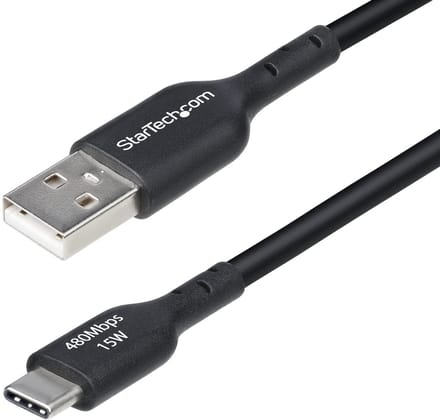 StarTech.com 3m USB-A naar USB-C Laadkabel, USB-A naar USB Type-C Oplaadkabel, Opladen & Synchroniseren, Fast Charge 3A, USB 2.0 Data Transfer Kabel, TPE Mantel, Zwart