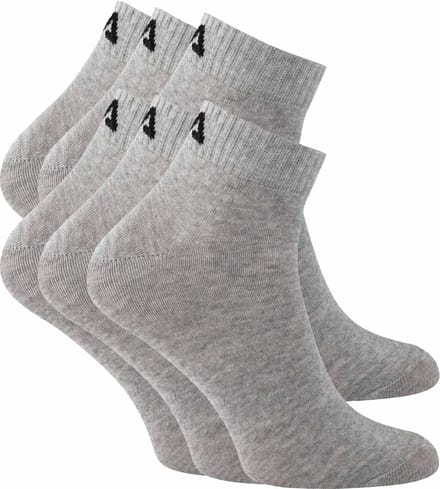 FILA - Basic Quartersokken / Enkelsokken | 6-Pack | Quarter Socks | Maat 39/42 - Grijs