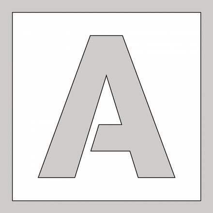 Spuitsjabloon letter A - dibond 500 x 500 mm