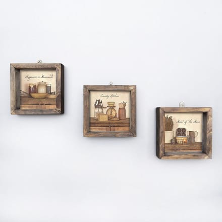 Asir - Decoratief ingelijst MDF-schilderij (3 stuks) - Veelkleurig - 100% MDF - 15 x 15 cm