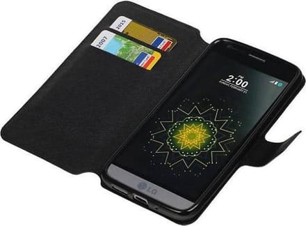 Cross Pattern TPU Bookstyle Wallet Case Hoesje Geschikt voor LG G5 Zwart
