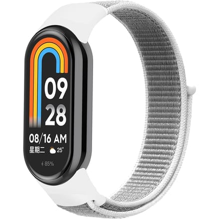 Strap-it nylon bandje met klittenbandsluiting - Geschikt voor Xiaomi Smart Band 11 / Smart Band 10 / Smart Band 9 / Smart Band 8 (zeeschelp)