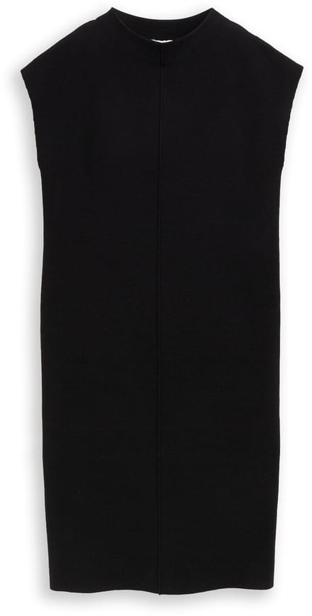 Tom Tailor - Gebreide jurk met opstaande kraag - Maat 36 - deep black