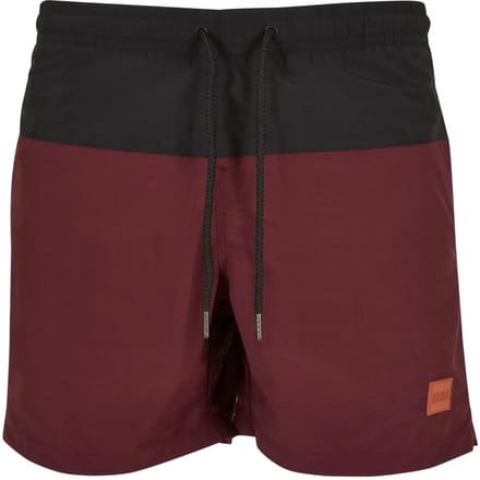 Urban Classics - Block Zwemshorts - 3XL - Rood/Zwart