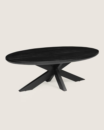 Salontafel 130 cm Mangohout – Ovaal – Zwart – Elegant Chic