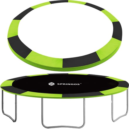 Springos Trampoline Rand | Ø 363-369 cm | Beschermrand Trampoline | Rond | Groen | Zwart