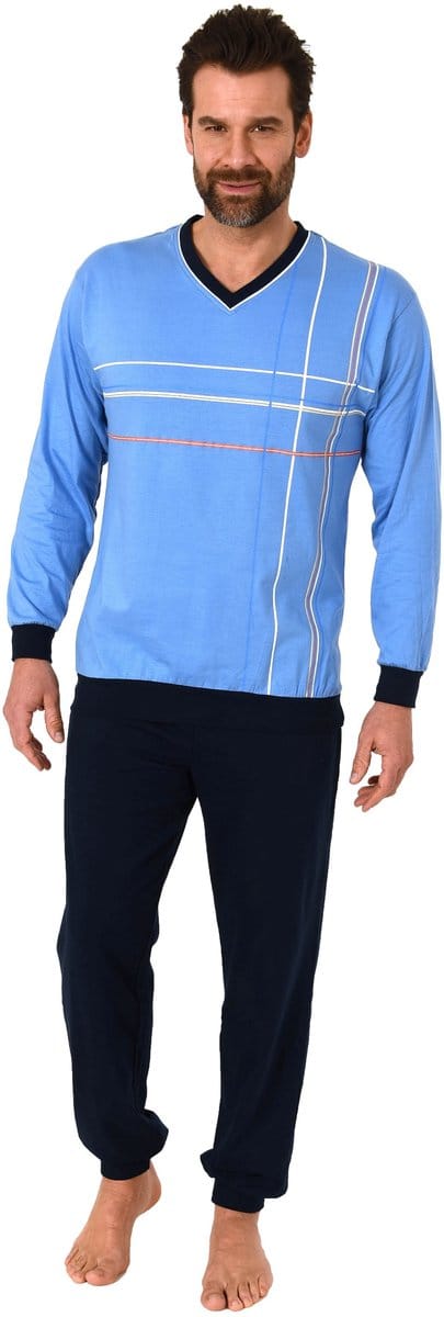 Elegante herenpyjama met manchetten en V-hals