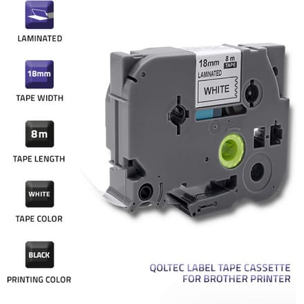 Qoltec Tape voor BROTHER TZ2-241 |   18 mm x 8 m |   Wit/zwarte print