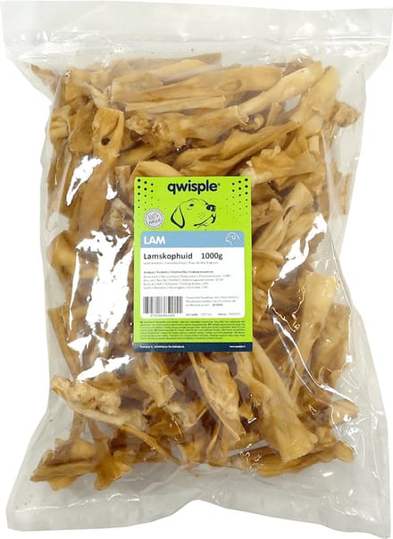 Qwisple Lamskophuid - Hondensnacks Natuurlijk Gedroogd - 1000 gr