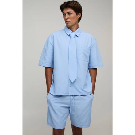 Shirt, Short & Stropdas Boxy Shirt & Short Set | Light Blue | Size Medium