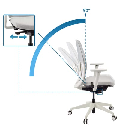 Ergonomische bureaustoel Skandis zonder hoofdsteun grijs / wit frame hjh OFFICE