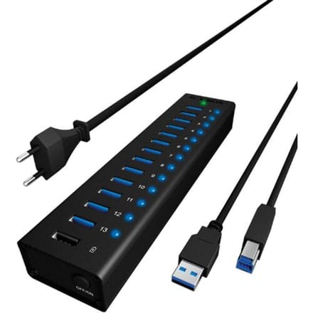 ICY BOX 70420 USB-hub 13 poorten USB-A USB 3.0 5 GBit/s Zwart