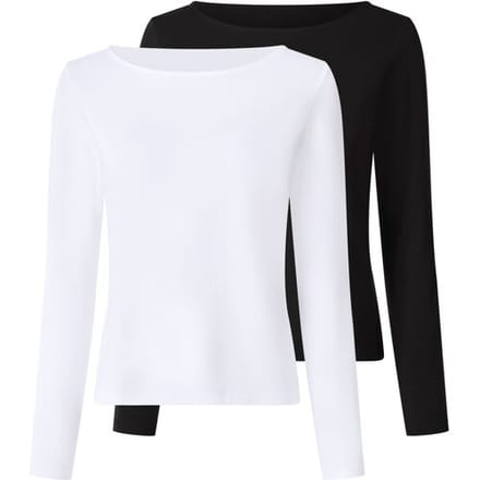 ESMARA Set van 2 dames longsleeves (Zwart/wit, XS (32/34))