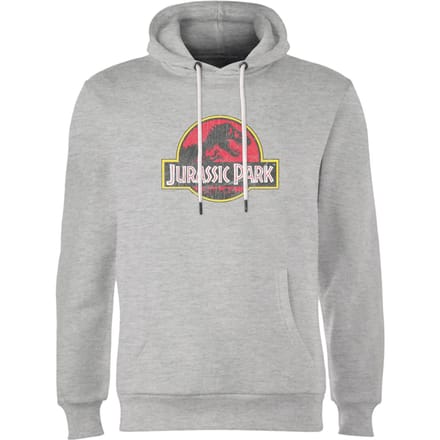 Jurassic Park Logo Vintage Hoodie - Grey - S