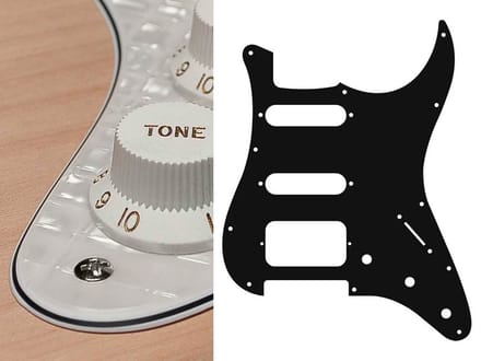 Boston ST-423-PWW pickguard, Stallion, SSH, 3 pot holes, 3-5 switch, 4 ply, pearl white webbing