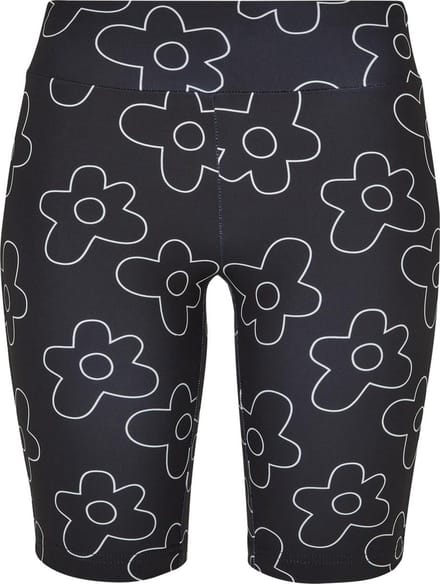 Urban Classics - High Waist All Over Print Tech Korte cycle broek - 3XL - Zwart/Wit