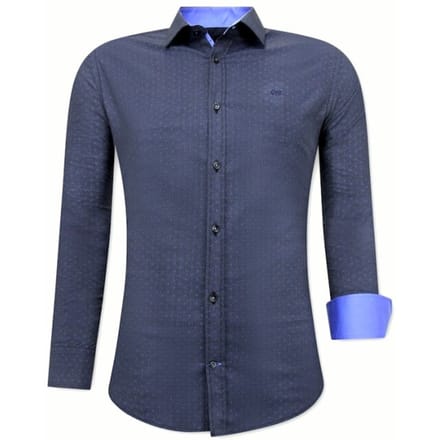 Heren Overhemd met Print - Slim Fit - 3067NW - Zwart