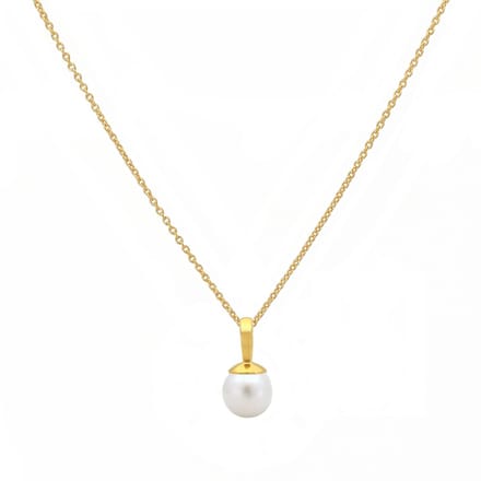 ARLIZI 2270 Ketting wit zoetwaterparel hanger - verguld - 44 cm