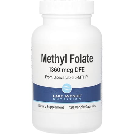 Lake Avenue Nutrition, Methylfoliumzuur, 800 mcg, 120 Veggie Capsules