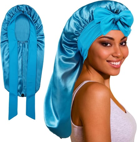 Oversized Satijnen Slaapmuts voor Lang Haar - Zijden Bonnet met Verstelbare Strik