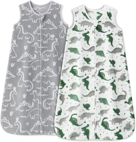 Fleece Babyslaapzak 18-36 Maanden 2.0 TOG Grijs Wit Dinosaurus