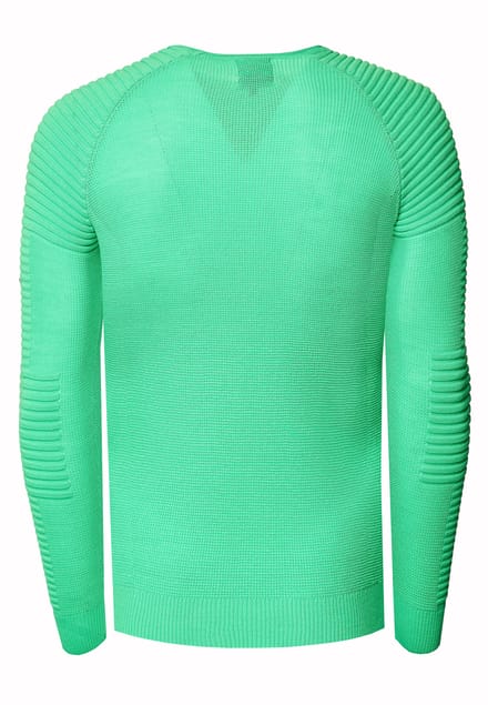 Slim fit fijngebreide biker trui met ronde hals
